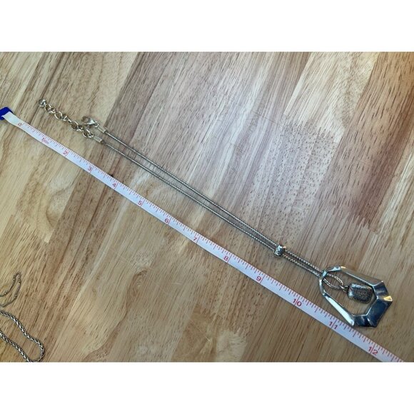 Brighton Pendant Necklace Double Dangle, Silver Plated, Casual, Vacation - Picture 4 of 7